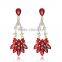 2016 New Vintage Style Dangling Chandelier Red Crystal Earrings Fashion Instyle