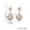 Newly Special Hot Sale Imitation Pearl Crystal Flowers Earrings Drop