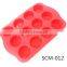 2016 Hot sale food grade FDA and LFGB 12 hole round shape silicone cake mold