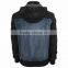 Leather Sleeves Denim Jacket With Hood For Men