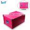 Paper Fold Down Rose red Storage Box / Steel Corners, Handles & File Tag Holder
