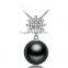 2016 Modern 925 Silver Long Setting Zircon Tahitian Pearl Pendants