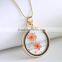 Glass bottle wishing pendants gold chain Plant specimens yellow flower necklace