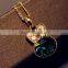 18K White Gold Plated Crystals Oval Shaped Teardrop Emerald Necklace