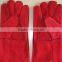 Red Color Safety Gloves,Cow Split Leather Work Glove,Leather Welding Gloves