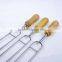 6 Pieces BBQ Tool Stainless Steel BBQ Fork Roasting Fork With Wood Handle