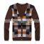 100% fine wool men's brown pattern knitwear cardigan