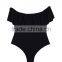 ladies fashion black with big ruffle one-piece swimwear