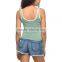 MGOO Fashion Low Cut Neck Slim Fit Ladies Crop Top Custom White Stripe Printing Gym Tank Top