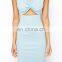 CHEFON Crepe twist cut out midi sexy dresses for women