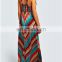 High Quality Lady Stripe Print Tie Detail Thailand Wholesale Clothing/Sleeveless Long Maxi Dress