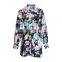 TWOTWINSTYLE Elegant Print Stand Collar Lantern Sleeve High Waist Bandage Mini Dresses Female