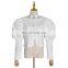 TWOTWINSTYLE Casual Loose Women's Blouses Square Collar Lantern Long Sleeve Short Shirts