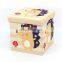 Customized room furniture printing lovely cat polyester folding storage pouf stool ottoman