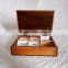 Natural color varnished solid wooden tea bag box with compartment