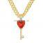 Ruby Heart Key Pendant Necklace 20