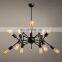 Black Metal Industrial Vintage Spider Design Pendant Light 12 Heads Foldable Chandelier