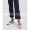 Ladies fancy design eyelet embellished buckle wholesale flat breathable lining sandals shoes