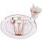 175 Pieces Set Premium Party Rose Gold Rim Plastic Cup With Plate, Spoon, Knife And Forks Disposable Dinnerware Set