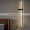 Italian Minimalist Black Full Copper Wall Lamp For Living Room Dining Room Bedroom Bedside Lighting Modern Line Wall Light