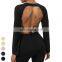 Quick Dry Crop Top Sexy Backless Straps Flare Cuffs Sports T shirt Gym Fitness Tops Yoga Crop Top For Women With Removable Pad