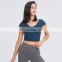Factory Custom Hot Selling V Beauty Back Workout Fitness Short Sleeve Tee Active Gym Ribbed Yoga Crop Tops