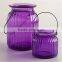 Purple Glass Candle Holder / Glass Jar / Glass Bottle With Hanger /Glass Bowl For Garden & Out Door Decor