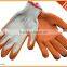 orange Latex coated cotton gloves PLAIN finish