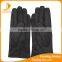 ladies cheap thin black fake suede hand gloves with pearl