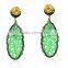 Green Onyx Gemstone Earrings, 925 Silver Diamond Earrings, Gemstone Craved Earrings, Diamond Gemstone Jewelry Manufacturer