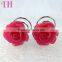 girls hair accessories red rose shape metal plastic hair barrettes for kids