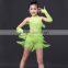 2016 Children Dance Dresses Outfit with Sleeves Latin Dresses Short Fringe Children Latin Dance Dress