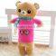 Soft plush bear toy with clothes and colorful scarf