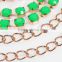 Delicate green diamand metal link Ornament Chain Brightness F1-80024