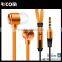 Hot Sell HIFI Stereo Shoelace earphone design with 3.5DC and with Microphone--EO3031B