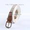 Fashionable Pin Buckle pu Leather Knit Canvas Belt