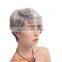 White grey color short hair wigs hair styles for European white women