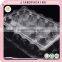 Clear plastic clamshell egg tray box packaging of 15 holes/cavities