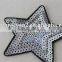 new fashion white color custom star design sequin applique star pattern embroidery patch for jeans