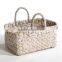 White washed color water hyacinth laundry basket, handicrafted in Vietnam
