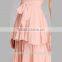 Tiered Belted Gown2017 Elegant Bridal Chiffon Gown Dress shirred tiered layers an attached sash belt HSH6013