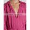 2017 Latest Women Spring Ruched Shoulder Vetements Silk Crepe Midi Dress HSD9918
