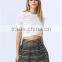 Accept Mini Quantity Order Factory Price New fashion White colour stripe women crops tops
