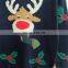 100% Cotton Royal Blue Reindeer Leaf Print Christmas Jumper
