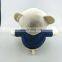 High quality 30cm beige teddy bear super soft velboa with a blue t-shirt