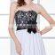 Grace Karin Strapless Chiffon Waist Long Prom Dresses White CL6203