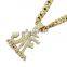 Custom Brush Cursive Letter Two Tone Pendant Name Necklace Baguettes Chain Micro Paved CZ Personalized Hiphop Jewelry