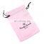Wholesale drawstring gift silk satin pouch hair extension packaging black satin bag with customized logo