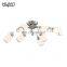 HUAYI New Model Vintage Style Villa Home Decoration Old Bronze Iron Glass Pendant LED Ceiling Light