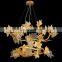 Wholesale Hotel Restaurant Bar Decorative Unique Gold Maple Leaf Glass Chandeliers Lighting